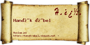 Hanák Ábel névjegykártya