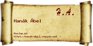 Hanák Ábel névjegykártya